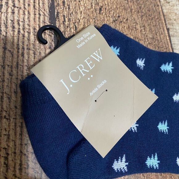 J Crew BC315 NWT Womans "One Size"  Tiny Trees Ankle Socks ( Navy/Multi-Color) - Picture 4 of 4